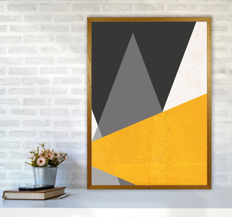 Large triangles mustard Art Print by Pixy Paper A1 Print Only
