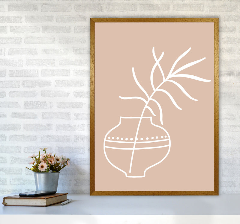 Inspired Pink Plant Silhouette Line Art Art Print by Pixy Paper A1 Print Only