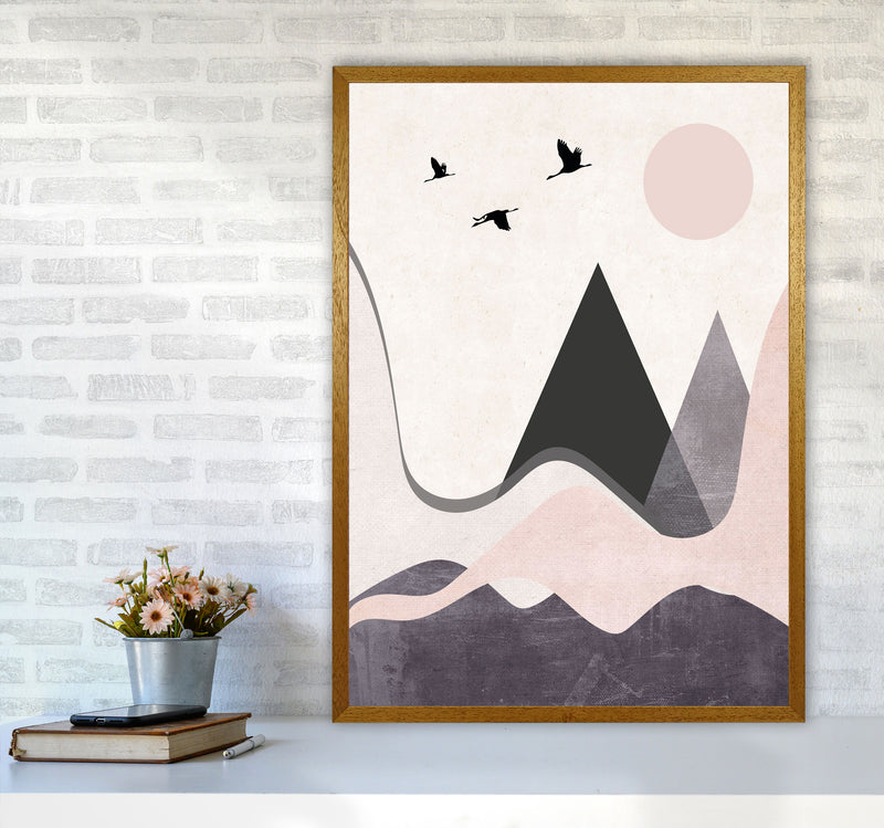 Hills and mountains pink cotton Art Print by Pixy Paper A1 Print Only