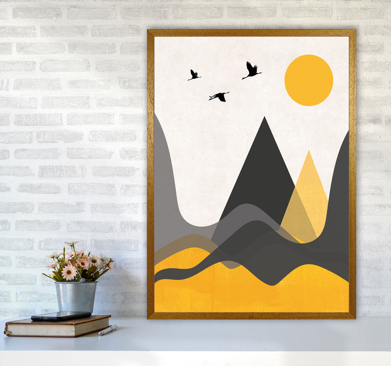 Hills and mountains mustard Art Print by Pixy Paper A1 Print Only