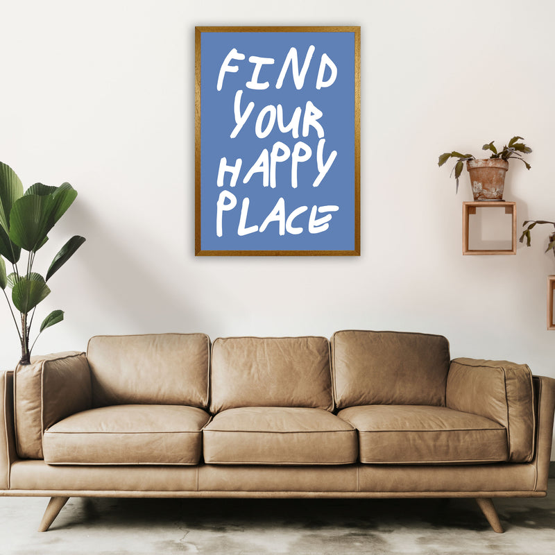 Find Your Happy Place Blue Art Print by Pixy Paper A1 Print Only