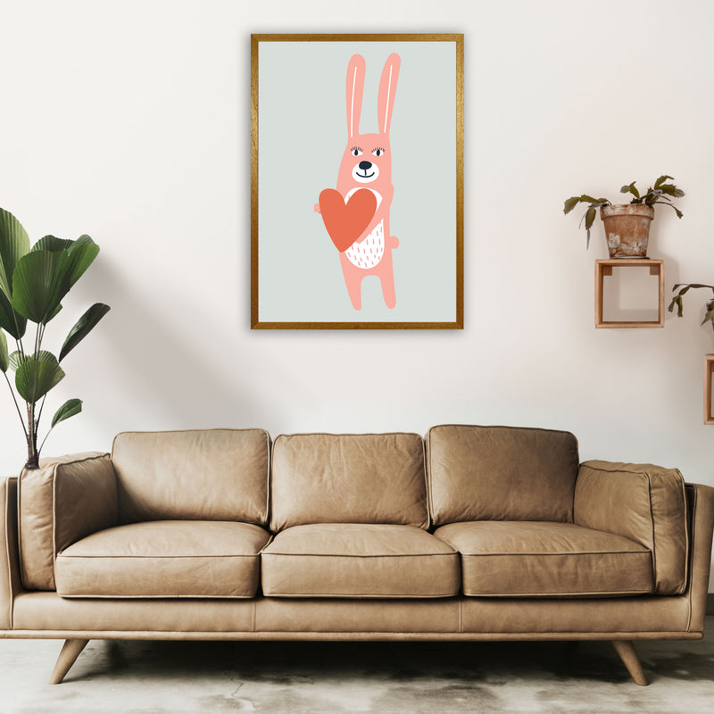 Bunny with heart Neutral kids Art Print by Pixy Paper A1 Print Only
