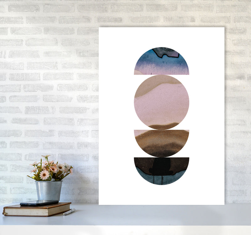 Abstract Circles White Background Modern Print A1 Black Frame