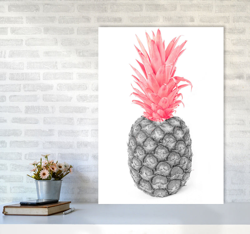 Black And Pink Pineapple Abstract Modern Print, Framed Kitchen Wall Art A1 Black Frame
