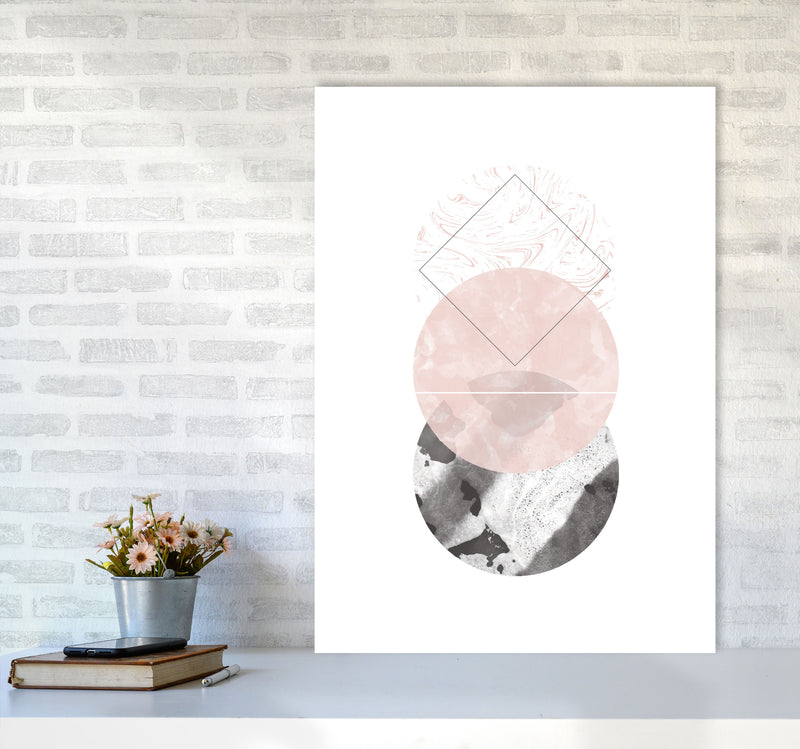 Black And Pink Marble Abstract Circles Modern Print A1 Black Frame