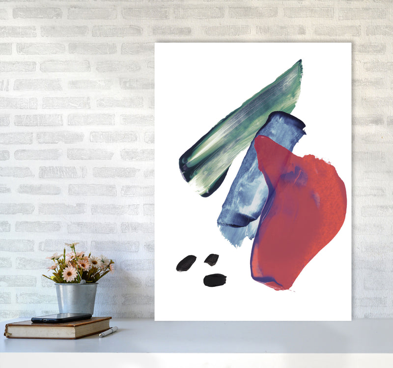 Red And Blue Mixed Watercolour Abstract Modern Print A1 Black Frame