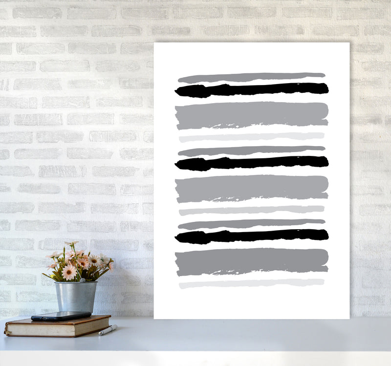 Black Contrast Abstract Stripes Modern Print A1 Black Frame