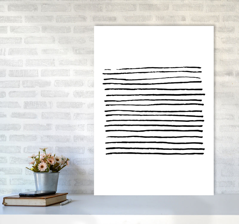 Black Zebra Lines Abstract Modern Print A1 Black Frame