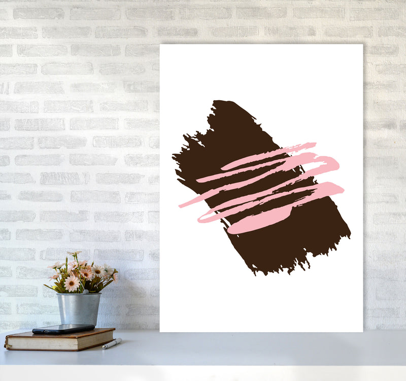 Black Jaggered Paint Brush Abstract Modern Print A1 Black Frame
