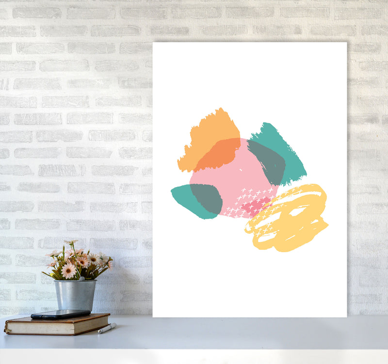 Pink And Teal Mismatch Abstract Modern Print A1 Black Frame