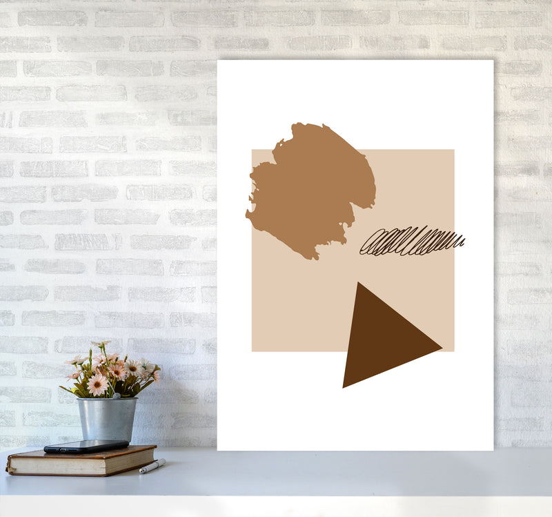 Taupe Square Mismatch Abstract Modern Print A1 Black Frame