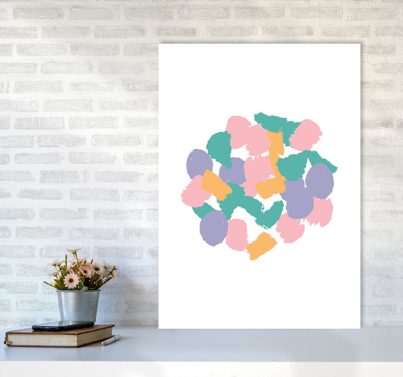 Pink Abstract Paint Splodge Modern Print A1 Black Frame
