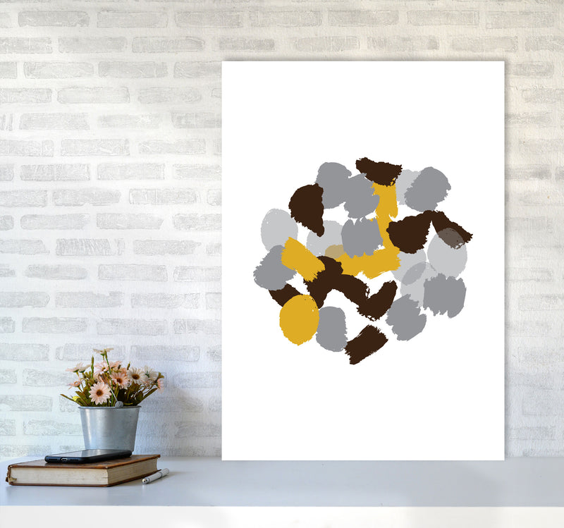 Mustard Abstract Paint Splodge Modern Print A1 Black Frame