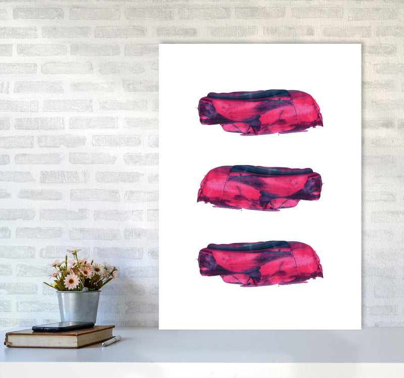 Pink And Purple Abstract Paint Strokes Modern Print A1 Black Frame