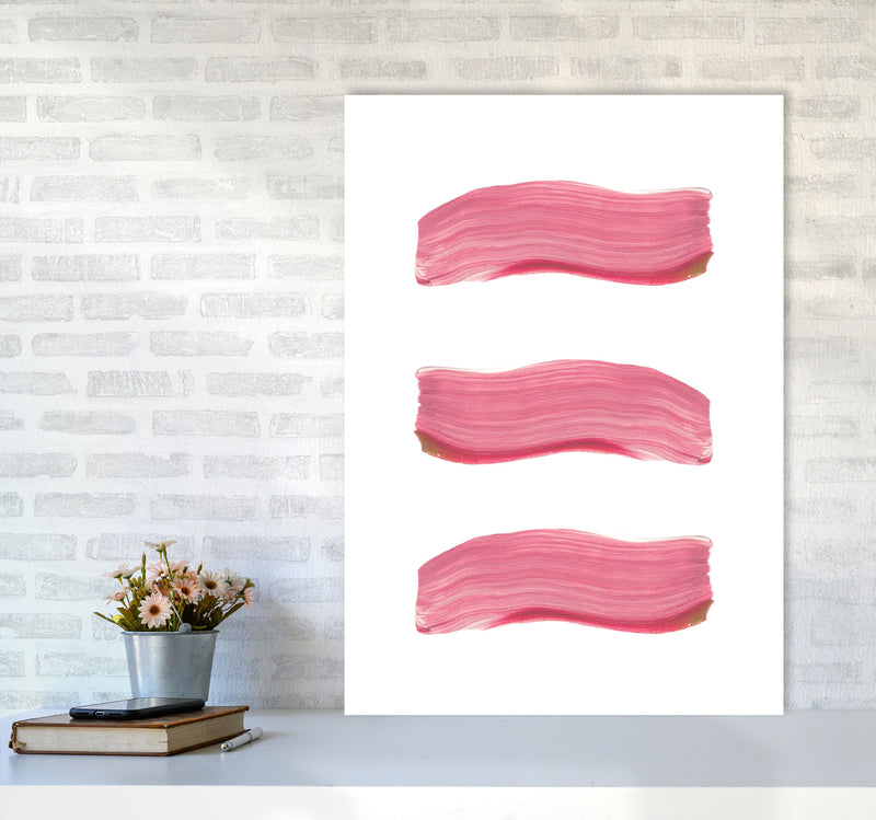 Light Pink Abstract Paint Strokes Modern Print A1 Black Frame