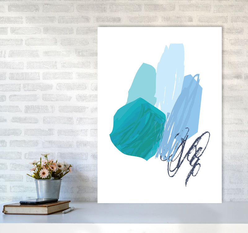 Blue Abstract Palette Drawings Modern Print A1 Black Frame