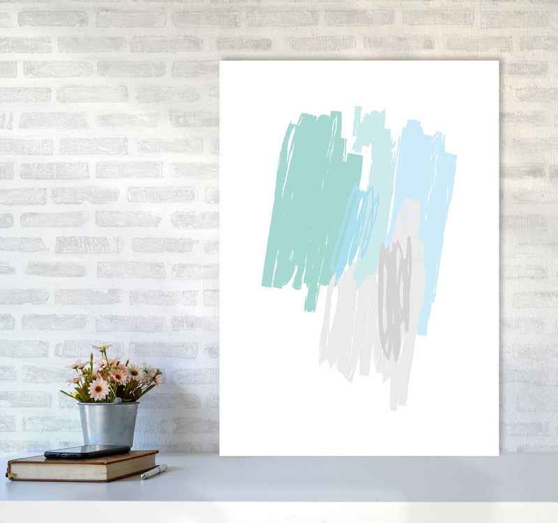 Mint Scribbles Abstract Drawings Modern Print A1 Black Frame