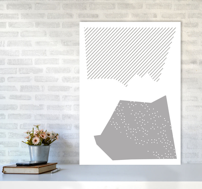 Grey Top And Bottom Abstract Modern Print A1 Black Frame