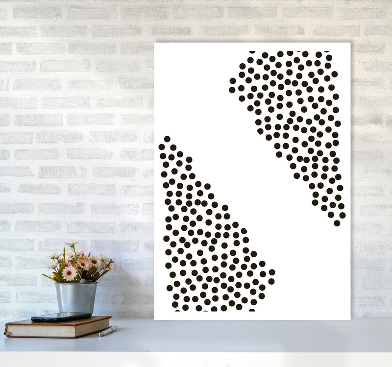 Black Corner Polka Dots Abstract Modern Print A1 Black Frame