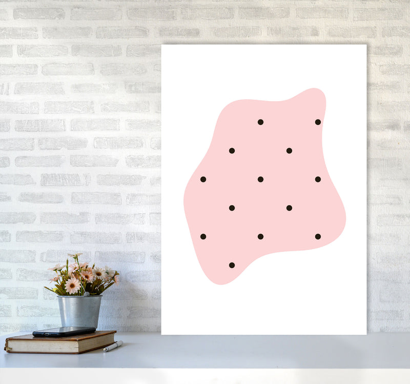 Abstract Pink Shape With Polka Dots Modern Print A1 Black Frame
