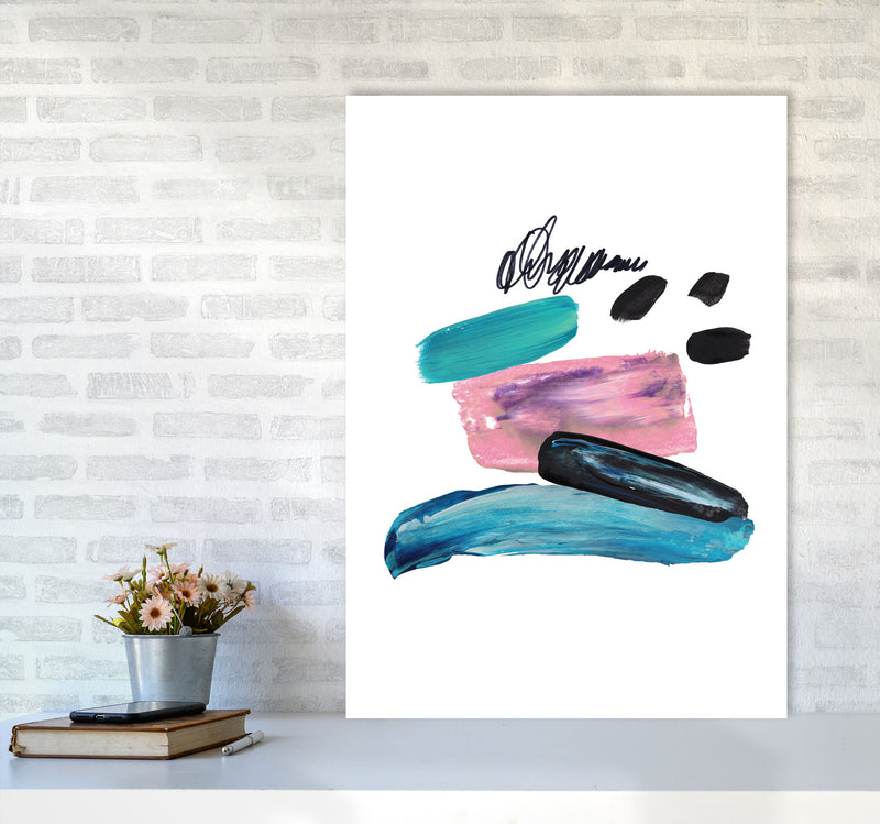 Pink And Teal Abstract Artboard Modern Print A1 Black Frame