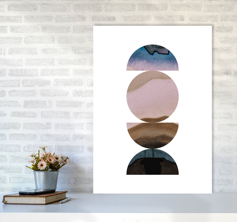Pastel And Sand Abstract Circles Modern Print A1 Black Frame