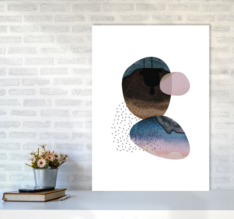 Pastel And Sand Abstract Shapes Modern Print A1 Black Frame