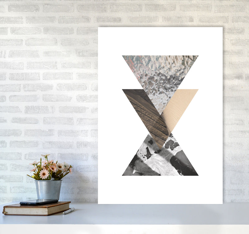 Sand, Glass And Shadow Abstract Triangles Modern Print A1 Black Frame