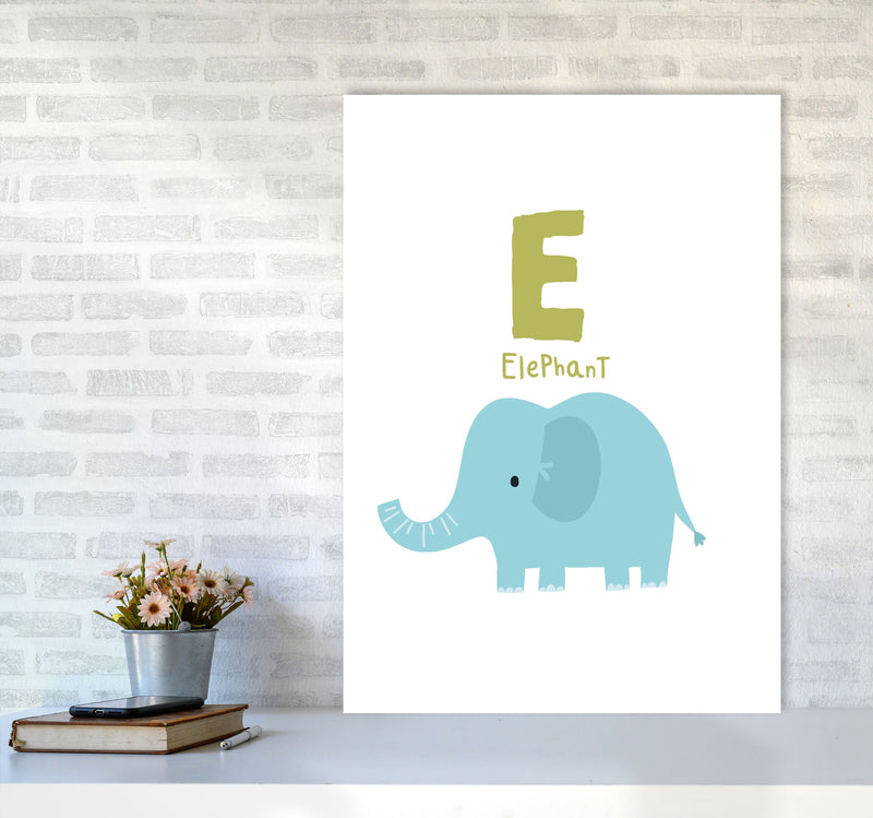 Alphabet Animals, E Is For Elephant Framed Nursey Wall Art Print A1 Black Frame