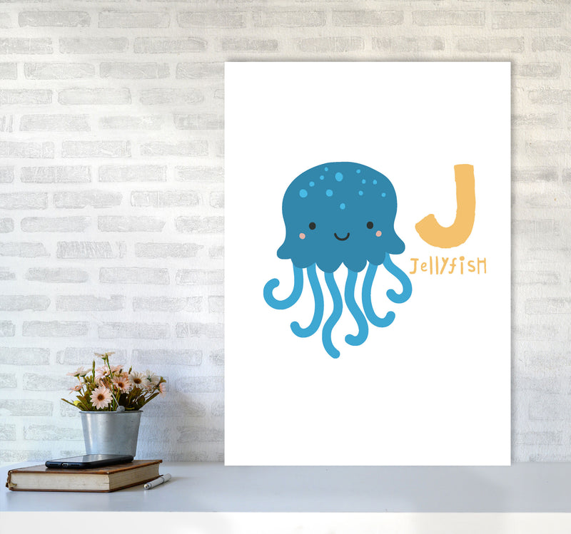 Alphabet Animals, J Is For Jellyfish Framed Nursey Wall Art Print A1 Black Frame