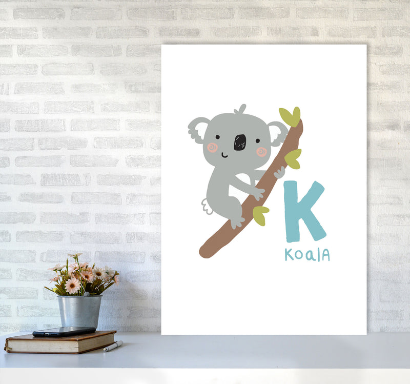 Alphabet Animals, K Is For Koala Framed Nursey Wall Art Print A1 Black Frame