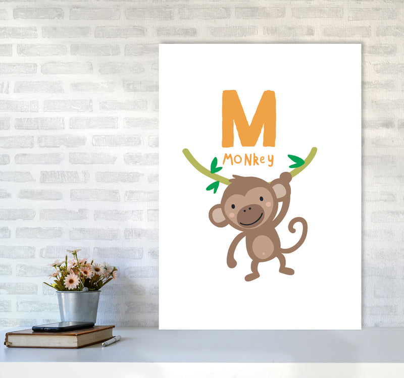 Alphabet Animals, M Is For Monkey Framed Nursey Wall Art Print A1 Black Frame