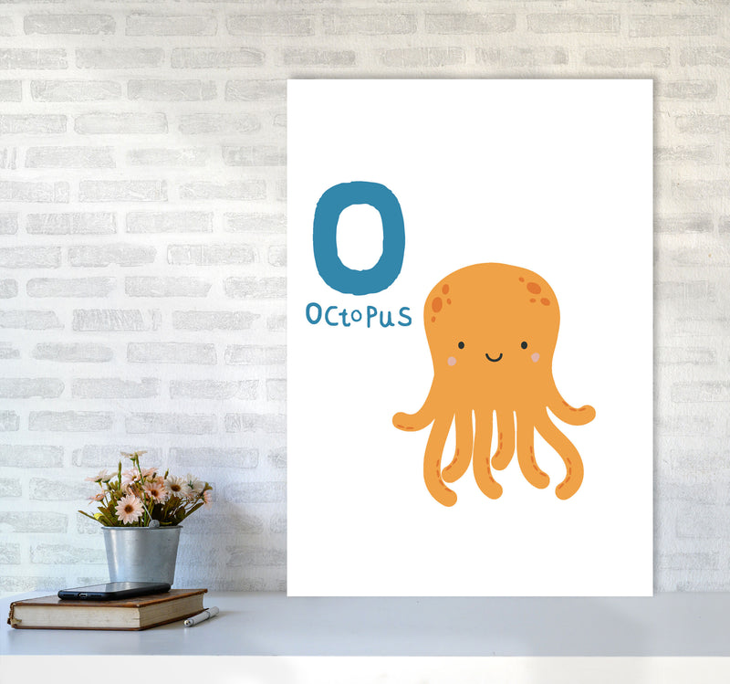 Alphabet Animals, O Is For Octopus Framed Nursey Wall Art Print A1 Black Frame
