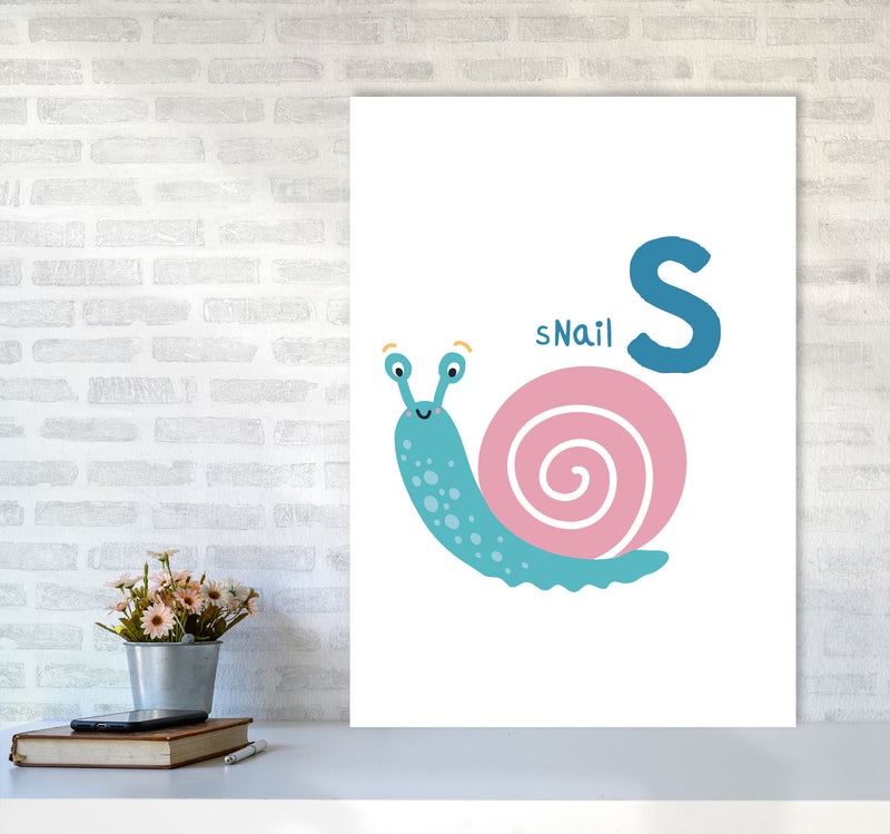 Alphabet Animals, S Is For Snail Framed Nursey Wall Art Print A1 Black Frame