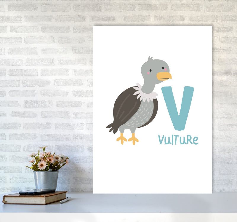 Alphabet Animals, V Is For Vulture Framed Nursey Wall Art Print A1 Black Frame