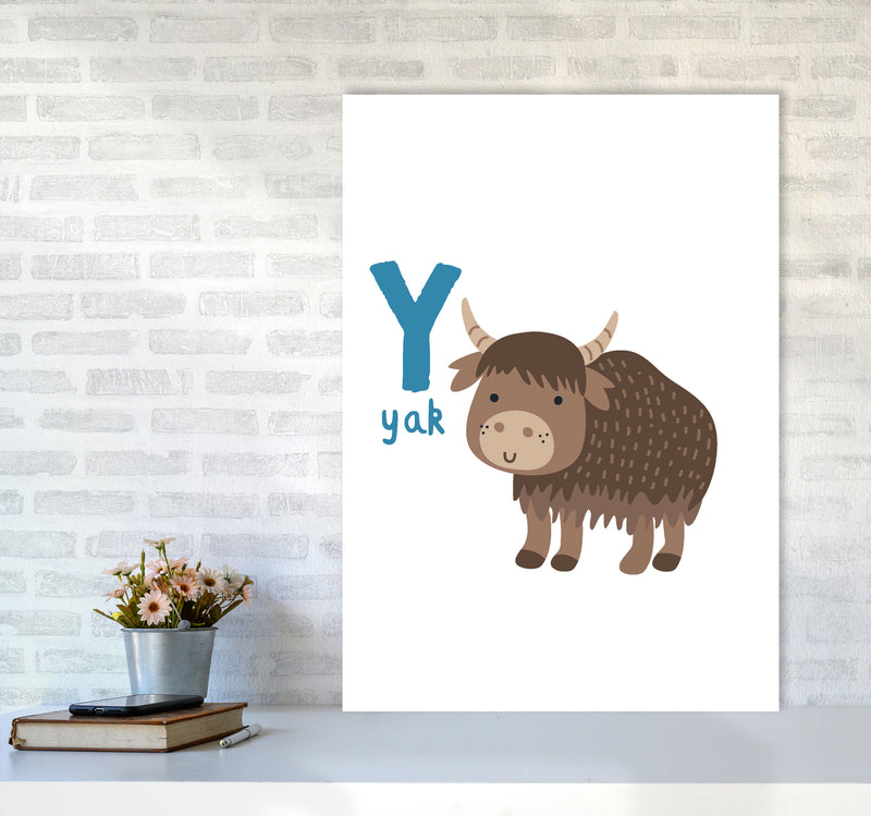 Alphabet Animals, Y Is For Yak Framed Nursey Wall Art Print A1 Black Frame
