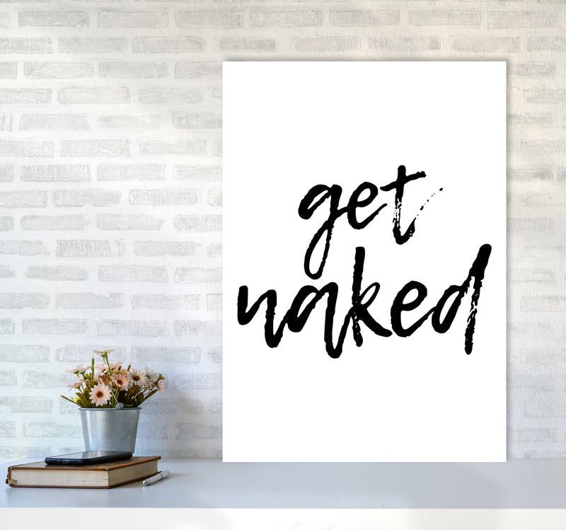 Get Naked, Bathroom Modern Print, Framed Bathroom Wall Art A1 Black Frame