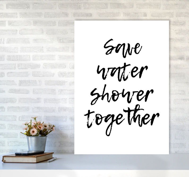 Shower Together, Bathroom Modern Print, Framed Bathroom Wall Art A1 Black Frame