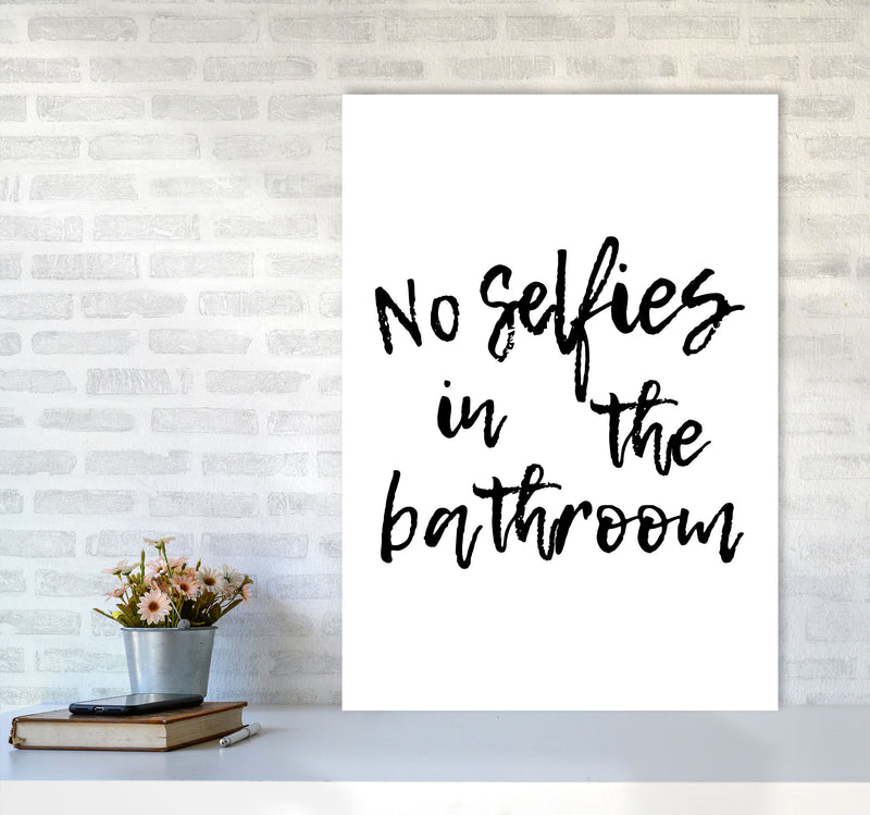 No Selfies, Bathroom Modern Print, Framed Bathroom Wall Art A1 Black Frame