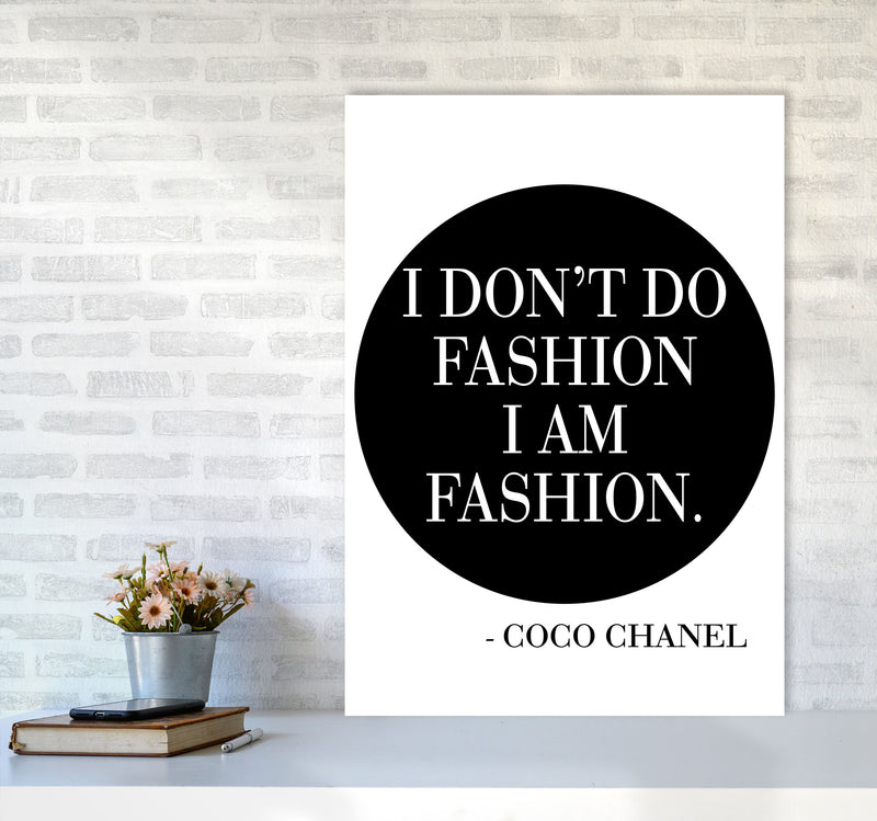 Coco Chanel I Am Fashion Framed Typography Wall Art Print A1 Black Frame