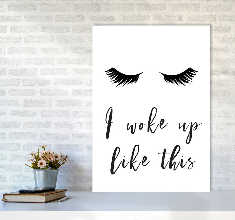 I Woke Up Like This Lashes Framed Typography Wall Art Print A1 Black Frame