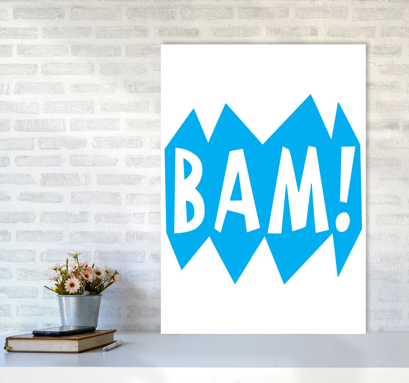 BAM! Blue Framed Nursey Wall Art Print A1 Black Frame