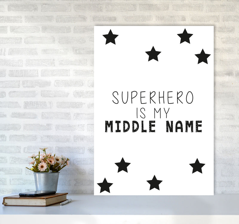 Superhero Is My Middle Name Framed Nursey Wall Art Print A1 Black Frame