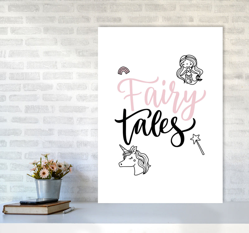 Fairy Tales Black And Pink Framed Nursey Wall Art Print A1 Black Frame