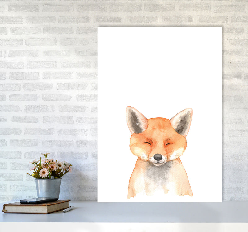Forest Friends, Cute Fox Modern Print Animal Art Print A1 Black Frame