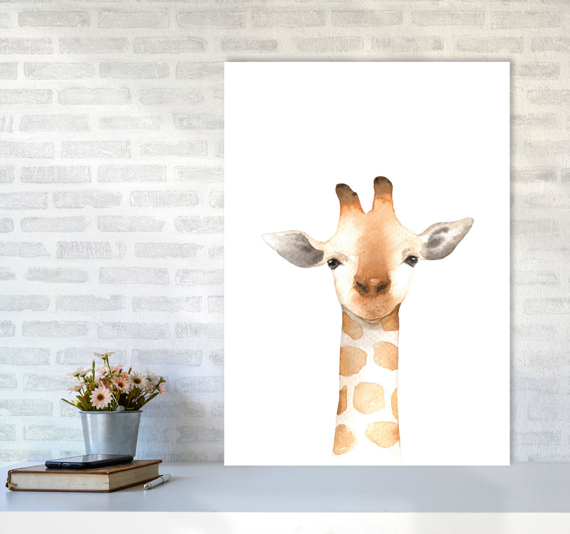 Forest Friends, Cute Giraffe Modern Print Animal Art Print A1 Black Frame