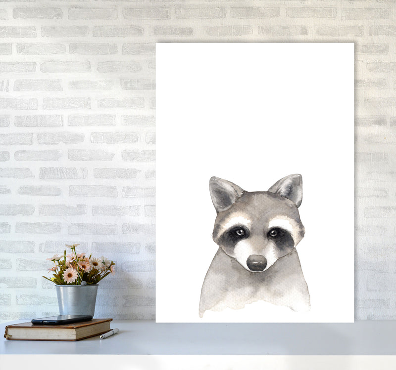 Forest Friends, Cute Raccoon Modern Print Animal Art Print A1 Black Frame