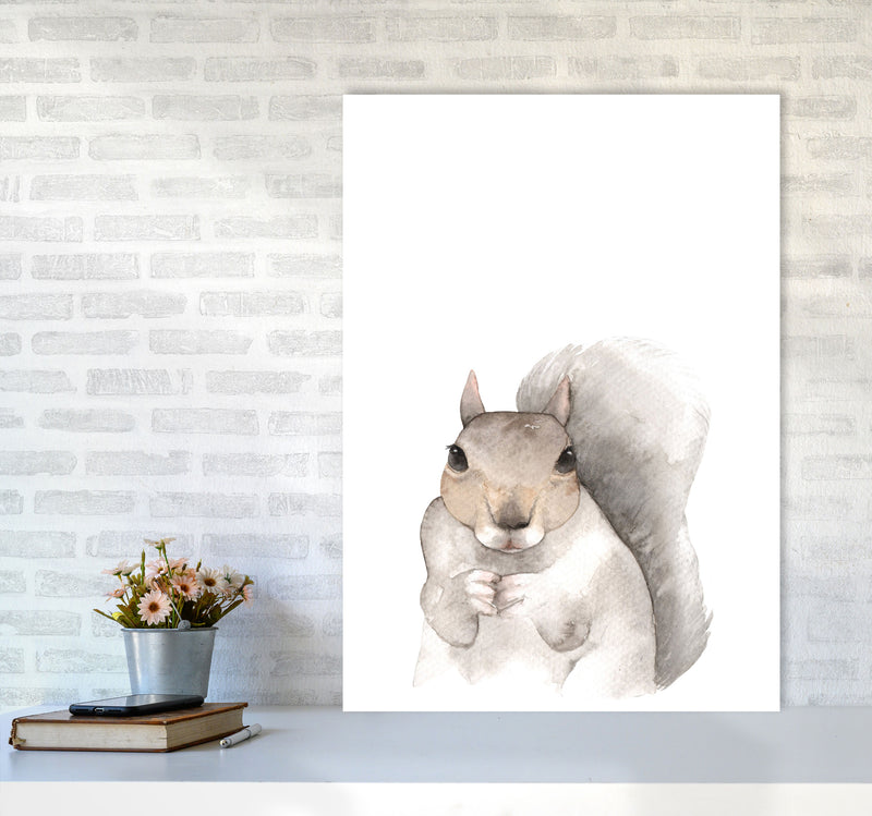 Forest Friends, Cute Squirrel Modern Print Animal Art Print A1 Black Frame