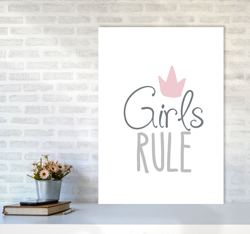 Girls Rule Framed Nursey Wall Art Print A1 Black Frame