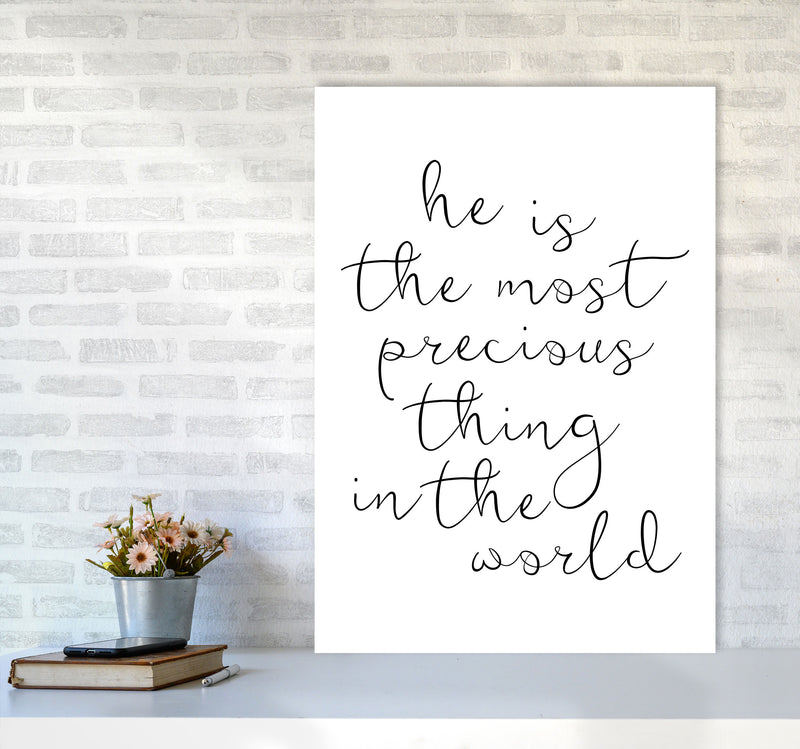 He Is The Most Precious Thing In The World Black Typography Wall Art Print A1 Black Frame